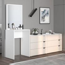 Cômoda Porto 6 Gavetas com Espelho Creme/Branco - Politorno