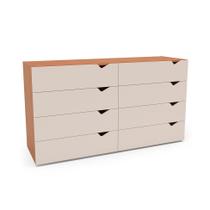 Cômoda Porto 8 Gavetas Creme e Freijó