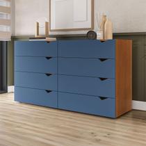Cômoda Porto 8 Gavetas Freijó/Azul - Politorno Cômoda Porto 8 Gavetas Freijó/Azul - Politorno