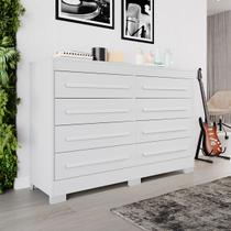 Cômoda Porto 8 Gavetas Ripado Branco - Pnr Móveis