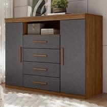 Cômoda Quarto 129cm 4 Gavetas 2 Portas Savana Jatobá/Grafite S01 - Mpozenato Cômoda Quarto 129cm 4 Gavetas 2 Portas Savana Jatobá/Grafite S01 - Mpozenato