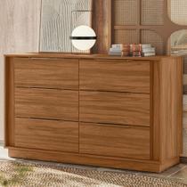 Cômoda Quarto 130cm Casal com 6 Gavetas Dino Nogueira D02 - Mpozenato
