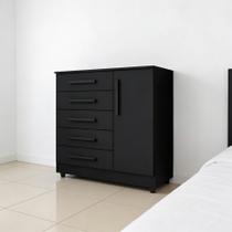 Cômoda Quarto 5 Gavetas 1 Porta com Chave 2 Divisórias