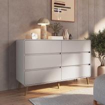 Cômoda Quarto 6 Gavetas 144,5cm com Cantos Arredondados e Pés Palito Cômoda Quarto 6 Gavetas 144,5cm com Cantos Arredondados e Pés Palito
