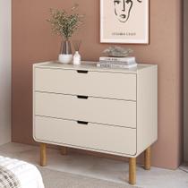 Cômoda Quarto 90cm 3 Gavetas Pé Madeira Luara Off White A10 - Mpozenato Cômoda Quarto 90cm 3 Gavetas Pé Madeira Luara Off White A10 - Mpozenato