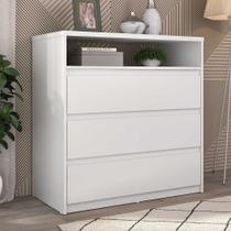 Cômoda Quarto 91,5cm x 90cm com 3 Gavetas e Nicho 100% MDF