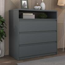Cômoda Quarto 91,5cm x 90cm com 3 Gavetas e Nicho 100% MDF