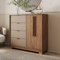 Cômoda Quarto Alta 125cm x 118,5cm com 2 Portas e 4 Gavetas