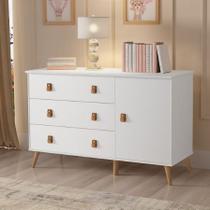 Cômoda Quarto Bebê Fraldário Taty Branco c/ sapateira MDF