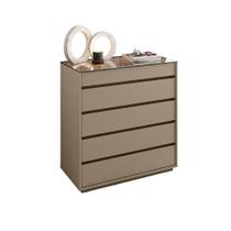 Cômoda Quarto Belize 5 Gavetas e Tampo de Vidro Preto