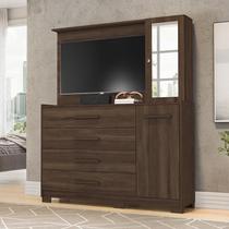 Cômoda Quarto Com Painel Para TV Ilhabela 4 Gavetas 2 Portas Cômoda Quarto Com Painel Para TV Ilhabela 4 Gavetas 2 Portas