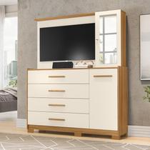 Cômoda Quarto Com Painel Para TV Ilhabela 4 Gavetas 2 Portas