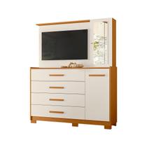 Cômoda Quarto Com Painel Para TV Ilhabela 4 Gavetas 2 Portas