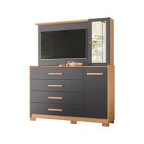 Cômoda Quarto Com Painel Para TV Ilhabela 4 Gavetas 2 Portas