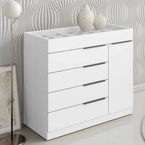 Cômoda Quarto de Solteiro 111cm 5 Gavetas Amel Branco A15 - Mpozenato
