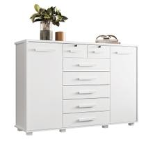 Cômoda Quarto Fontana com 7 Gavetas e 2 Portas Nature/Titanium