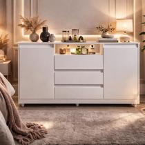 Cômoda Quarto Grande 3 Gavetas 2 Portas Branco Venus