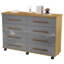 Cômoda Quarto Jade com 08 Gavetas e Rodízios