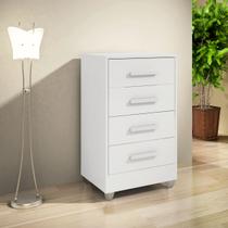 Cômoda Quarto Multiuso Compacta 4 Gavetas - Branco