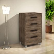 Cômoda Quarto Multiuso Compacta 4 Gavetas - Rústico