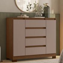 Cômoda Quarto Sapateira 112cm Selene Nogueira/Cappuccino A02 - Mpozenato