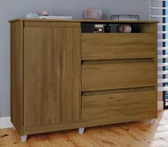 Cômoda Quarto Sky com 3 Gavetas 1 Porta e Pés Plásticos