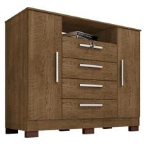 Comoda Rack 2 Portas 4 Gavetas Madri 121 Cm Malbec Incp