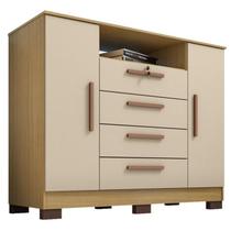 Comoda Rack 2P 4G Madri 121 cm Carvalho Am Off White INCP