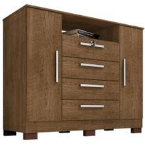 Cômoda Rack Madri 2 Portas 4 Gavetas - Casa Chick Malbec