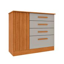 Cômoda Ravello sem Pés 1 Porta 4 Gavetas Cinamomo e Off White