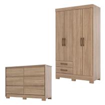 Cômoda Ravenna E Guarda Roupa Solteiro Fabuloso Jequitibá Brilho - Henn