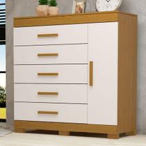 Cômoda Rayane 1 Porta 5 Gavetas 100% Mdf Cinamomo/Off White - Acp Móveis
