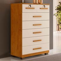 Cômoda Realce 7 Gavetas Cinamomo/Off White - Panorama Móveis