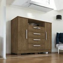 Cômoda Reforçada London Luxo 2 Portas e 4 Gavetas Malbec Cômoda Reforçada London Luxo 2 Portas e 4 Gavetas Malbec