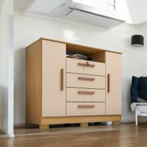 Cômoda Reforçada Organizadora London Luxo 2 Portas e 4 Gavetas Carvalho Off White Cômoda Reforçada Organizadora London Luxo 2 Portas e 4 Gavetas Carvalho Off White