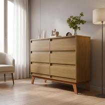 Cômoda Reforçada para Quarto Londres com 6 Gavetas - Amêndoa