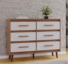 Comoda Retrô 120m 6 Gavetas Mila - Savana/Off White Móblis