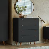 Comoda Retro 35 4 Gavetas Preto - Olivar Móveis Comoda Retro 35 4 Gavetas Preto - Olivar Móveis