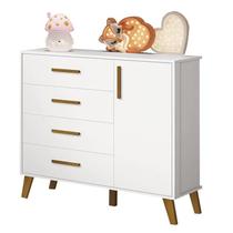 Cômoda Retrô Ayla Branco Fosco - Reller Móveis