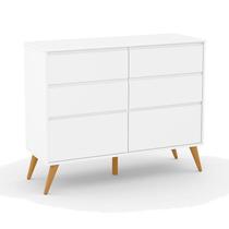 Cômoda Retrô Clean 6 Gavetas Branco Soft Eco Wood - Matic