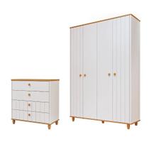 Cômoda Retro e Guarda-roupa Permobili Bebê Cupcake MDF