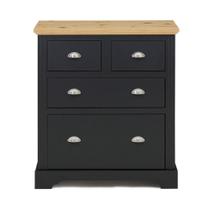 Cômoda Retrô Édez Moscow, 4 Gavetas, Madeira Maciça, Grafite