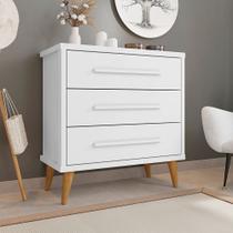 Cômoda Retrô para Quarto 3 Gavetas Belvedere - Branco