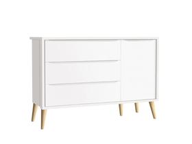 Cômoda Retrô Theo com Porta e Pés em Madeira Natural Branco