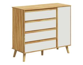 Cômoda Retro Théo Moveis Peroba 04 gavetas 01 porta MDF