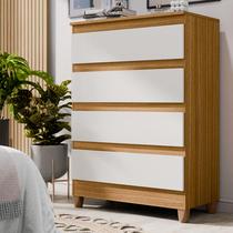 Cômoda Rio 4 Gavetas para Quarto 66cm Moderna em MDF com Pés Cômoda Branca Organizador de Roupas Compacta 91cm Altura Design Minimalista Cômoda Rio 4 Gavetas para Quarto 66cm Moderna em MDF com Pés Cômoda Branca Organizador de Roupas Compacta 91cm Altura Design Minimalista