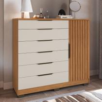 Cômoda Ripada 6 Gavetas 1 Porta com Pés Vegas Faimec