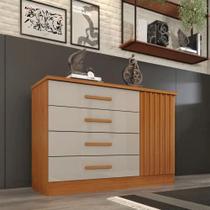 Cômoda ripada barcelona com sapateira 4 gavetas e 1 porta - tcil móveis Cômoda ripada barcelona com sapateira 4 gavetas e 1 porta - tcil móveis