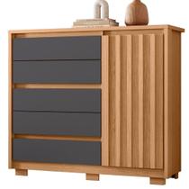 Cômoda Ripada Sapateira 5 Gavetas 1 Porta Duello Freijó/titanium Cômoda Ripada Sapateira 5 Gavetas 1 Porta Duello Freijó/titanium