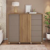 Cômoda Ripado Tulia 136cm 2 Portas 5 Gavetas MDP Buriti/Fendi G11 - Gran Belo Cômoda Ripado Tulia 136cm 2 Portas 5 Gavetas MDP Buriti/Fendi G11 - Gran Belo